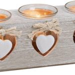 Theelichthouder 3- hartdecor in hout