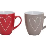 Cup hart in rood / grijs keramiek