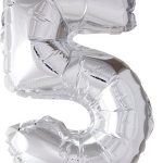 Cijfer ballon 5 zilver 40cm geschikt voor helium