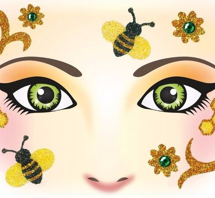 Face art sticker honingbij