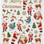 Stickervel kerstman met rendier 15x16,5 cm 46 stuks