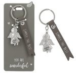 Beschermengel sleutelhanger met leren band, eng - Afbeelding 2