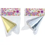 Feesthoedjes (6) glimmend goud/zilver