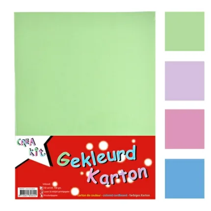 Karton A4 Gekleurd - 50 vel 150 grams Pastel ALLROUND